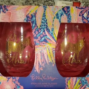 Lilly Pulitzer stemless wine glasses